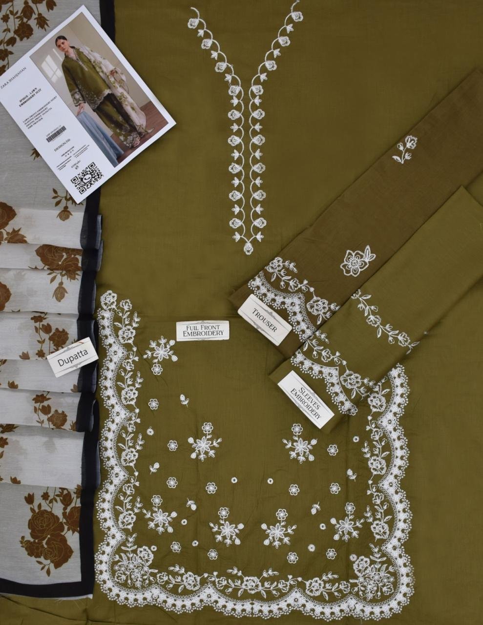3PC Heavy Embroidery Suit (Unstitiched) - Image 5