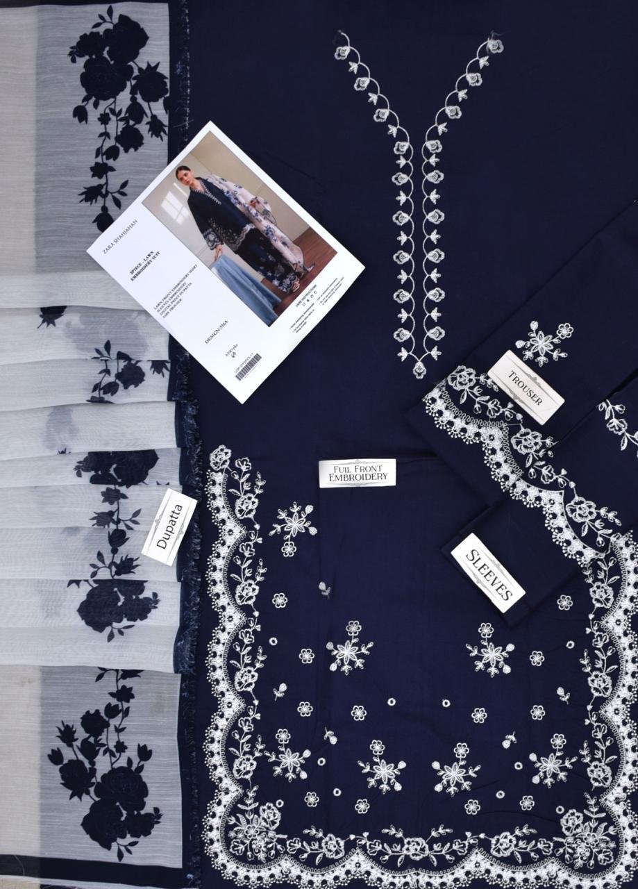 3PC Heavy Embroidery Suit (Unstitiched) - Image 3
