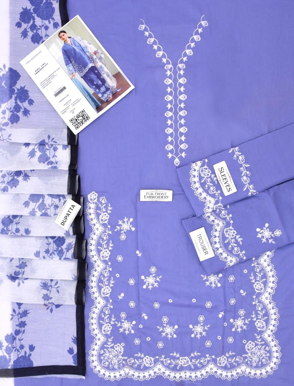 3PC Heavy Embroidery Suit (Unstitiched) - Image 15