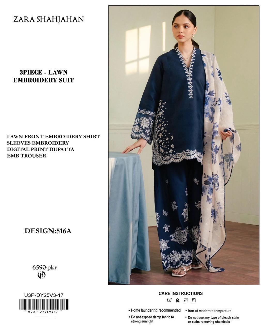 3PC Heavy Embroidery Suit (Unstitiched) - Image 20