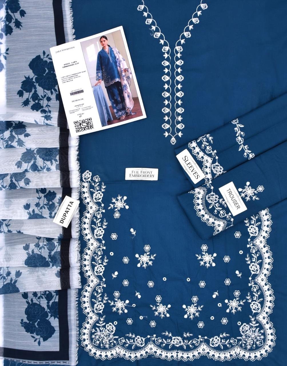 3PC Heavy Embroidery Suit (Unstitiched) - Image 21