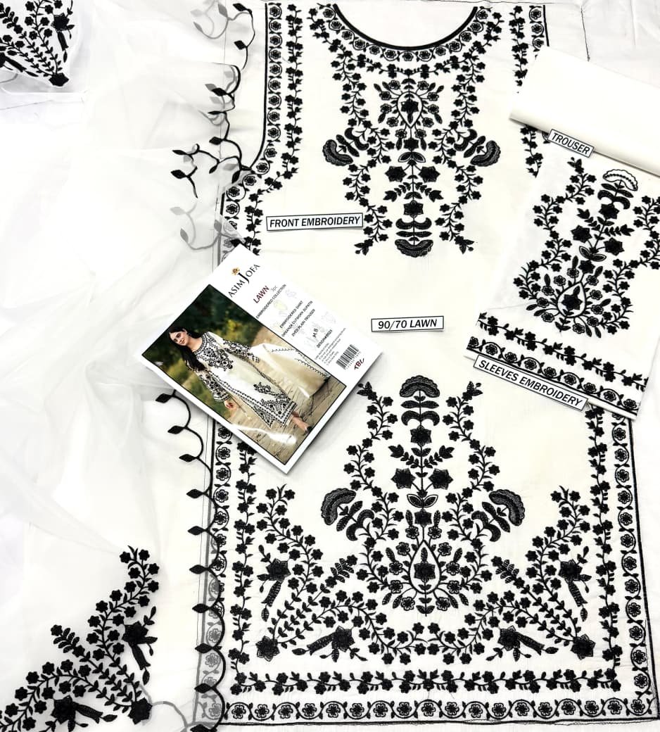 3PC Heavy Embroidery Suit (Unstitiched) - Image 4