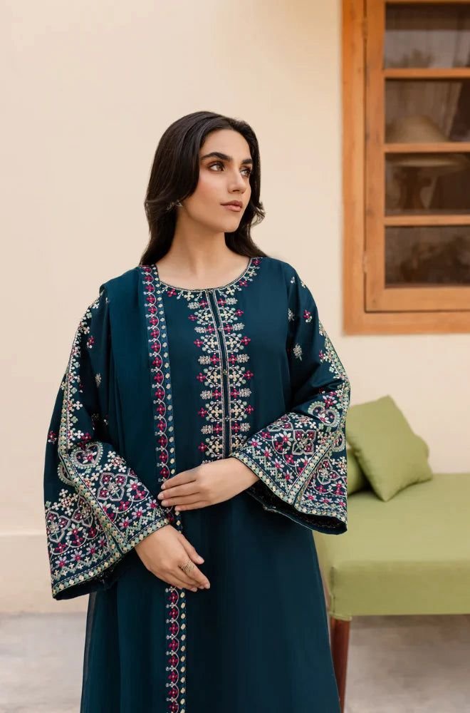3PC Heavy Embroidery Suit (Unstitiched) - Image 3