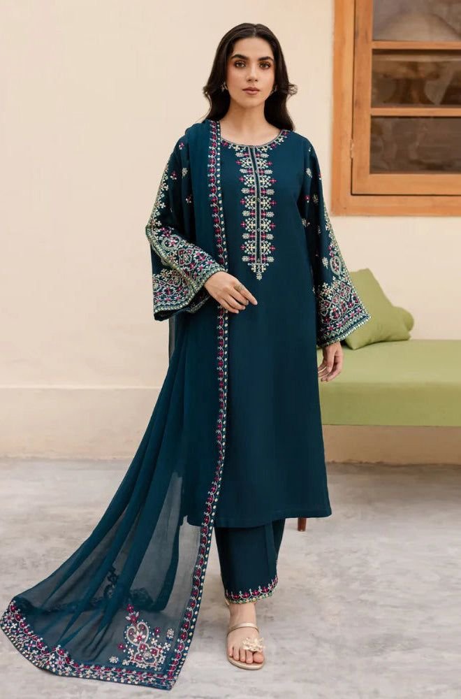 3PC Heavy Embroidery Suit (Unstitiched)
