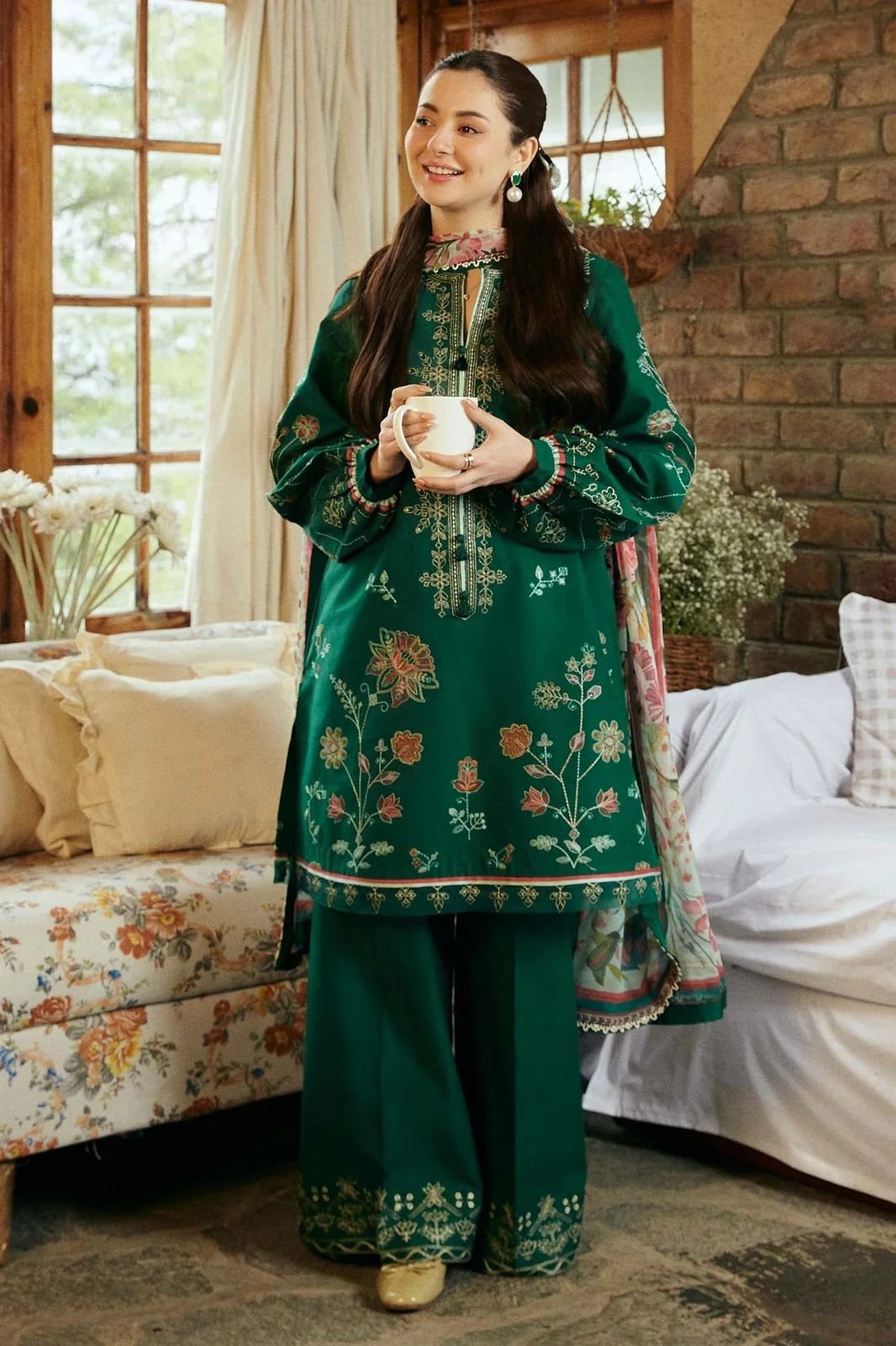 3PC Heavy Embroidery Suit (Unstitiched) - Image 3