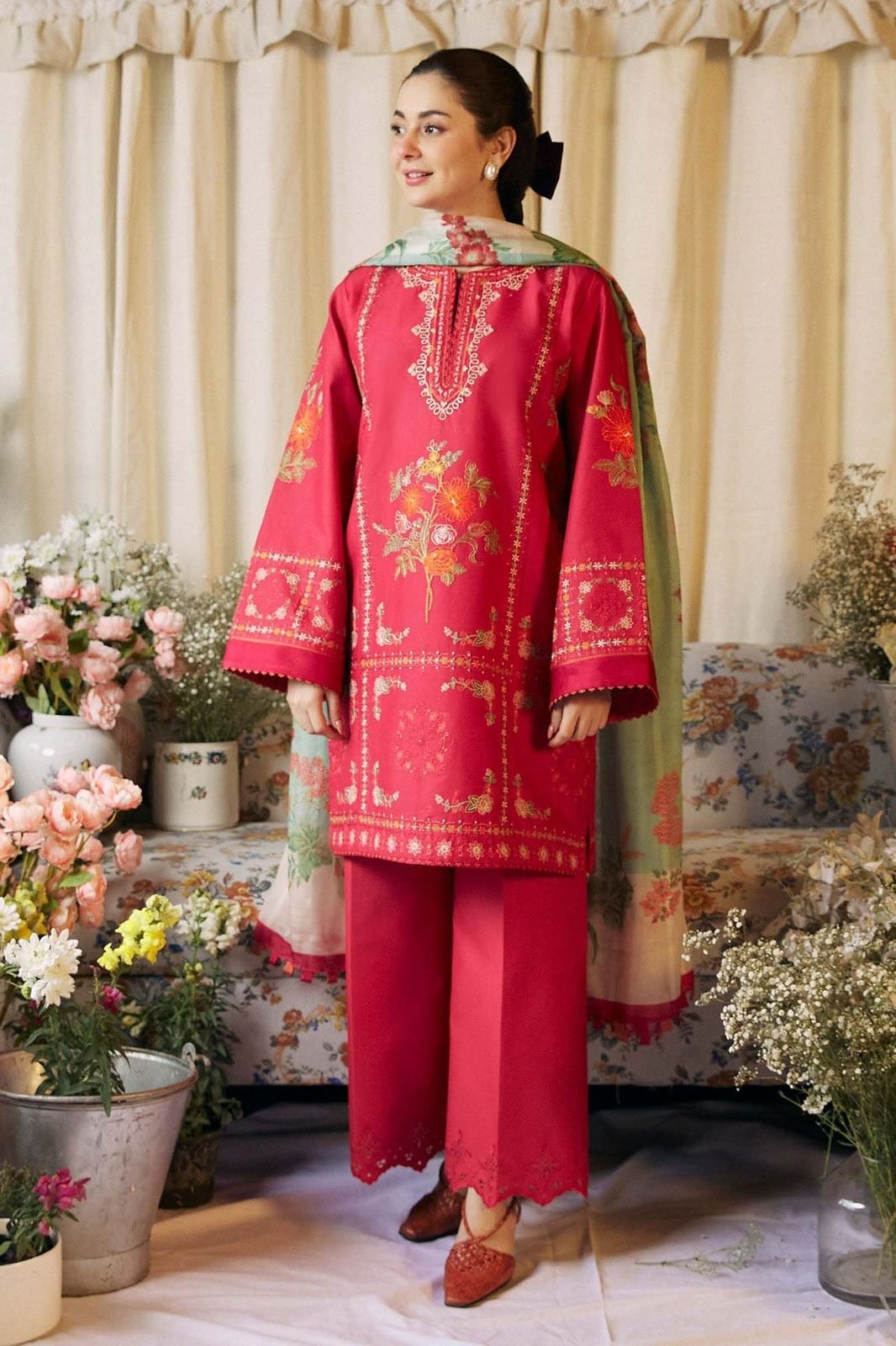 3PC Heavy Embroidery Suit (Unstitiched) - Image 5