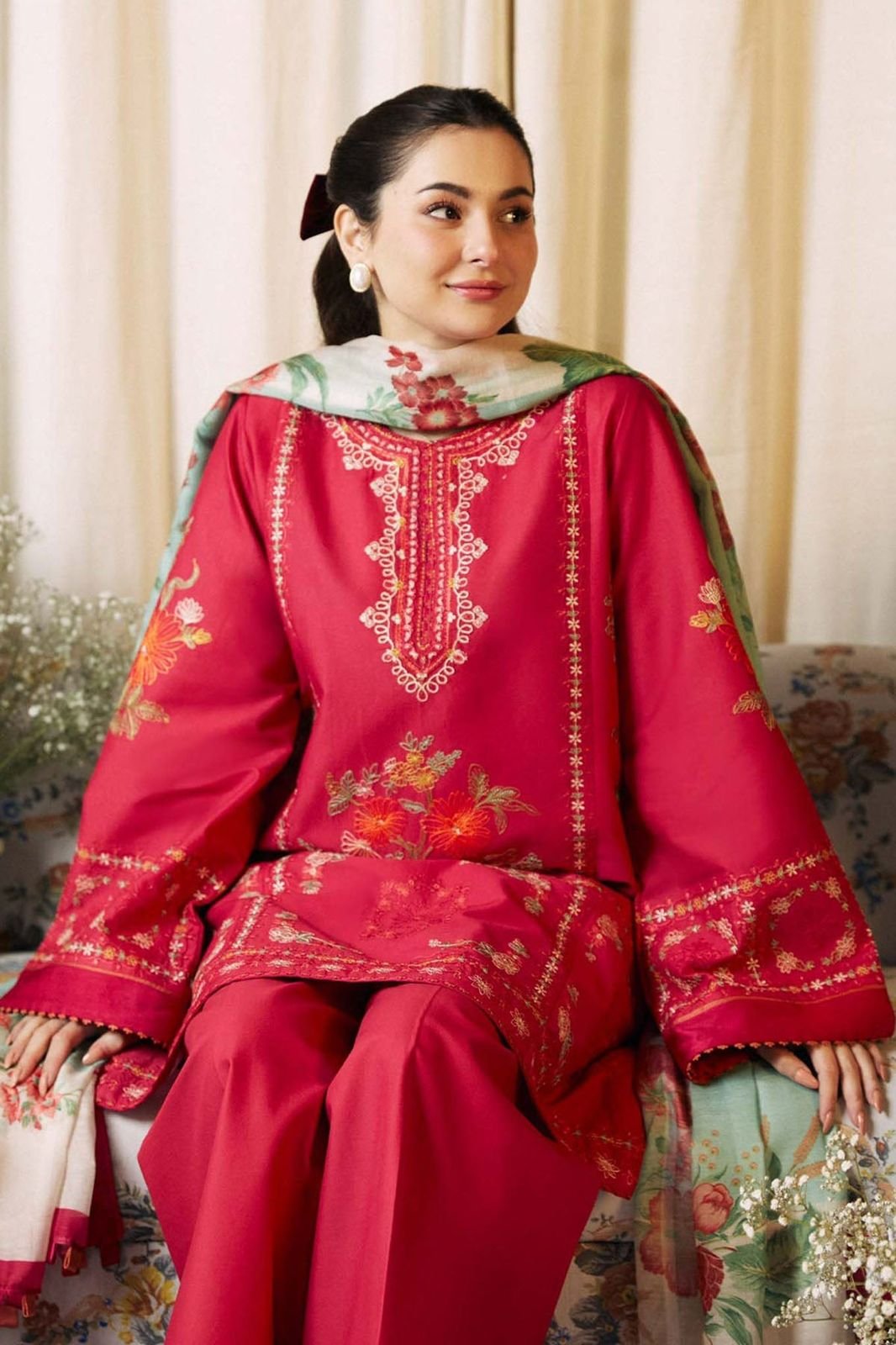 3PC Heavy Embroidery Suit (Unstitiched) - Image 6