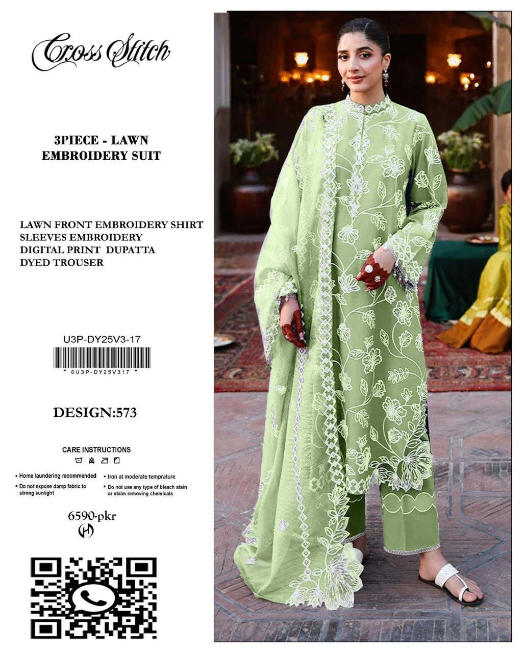 3PC Heavy Embroidery Suit (Unstitiched) - Image 6