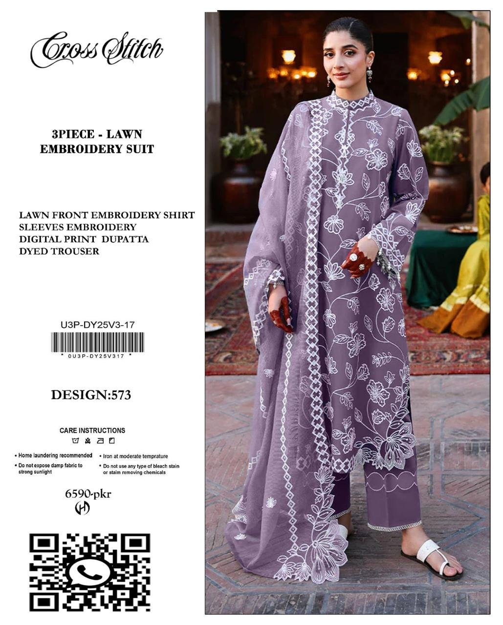 3PC Heavy Embroidery Suit (Unstitiched) - Image 4