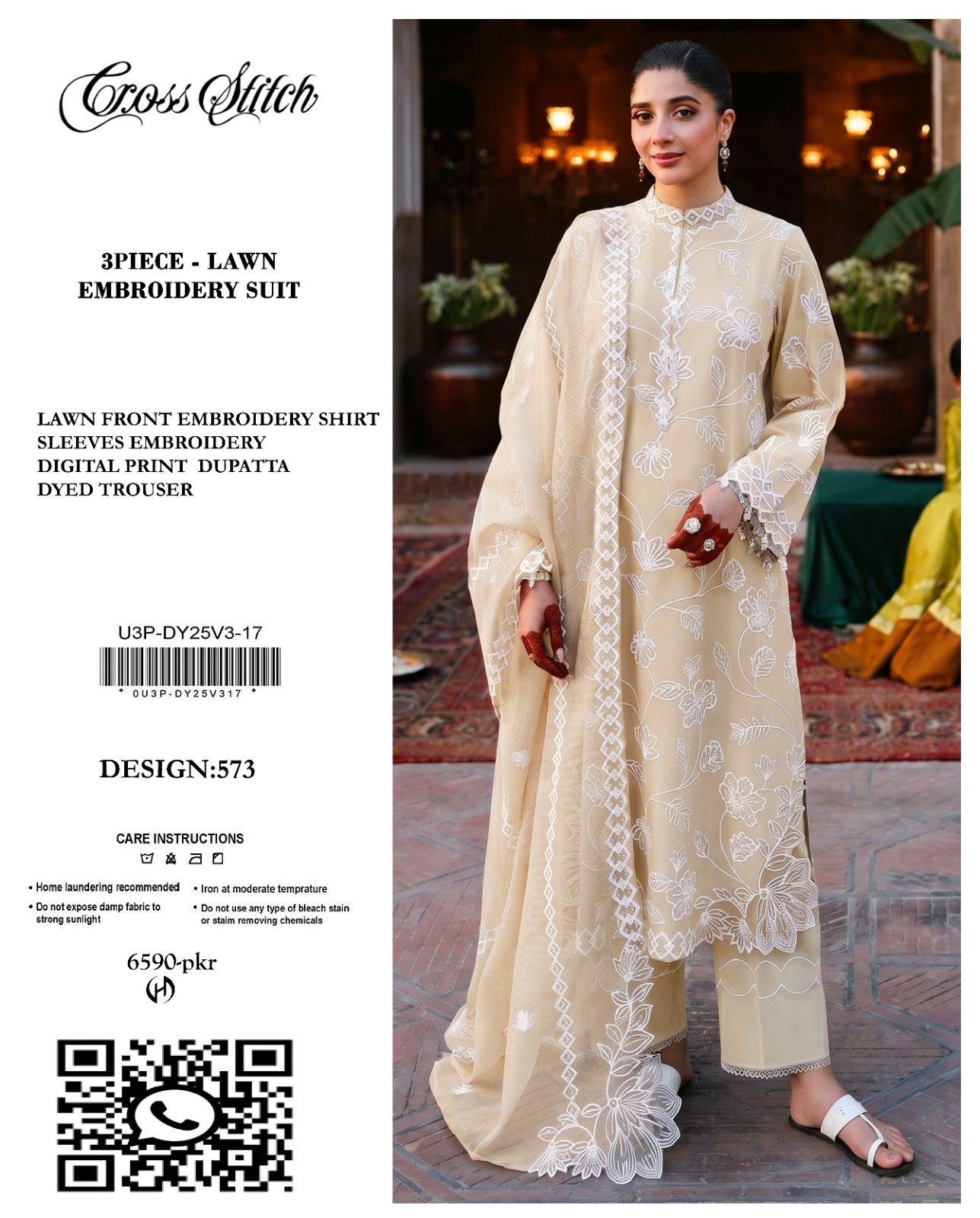 3PC Heavy Embroidery Suit (Unstitiched) - Image 8