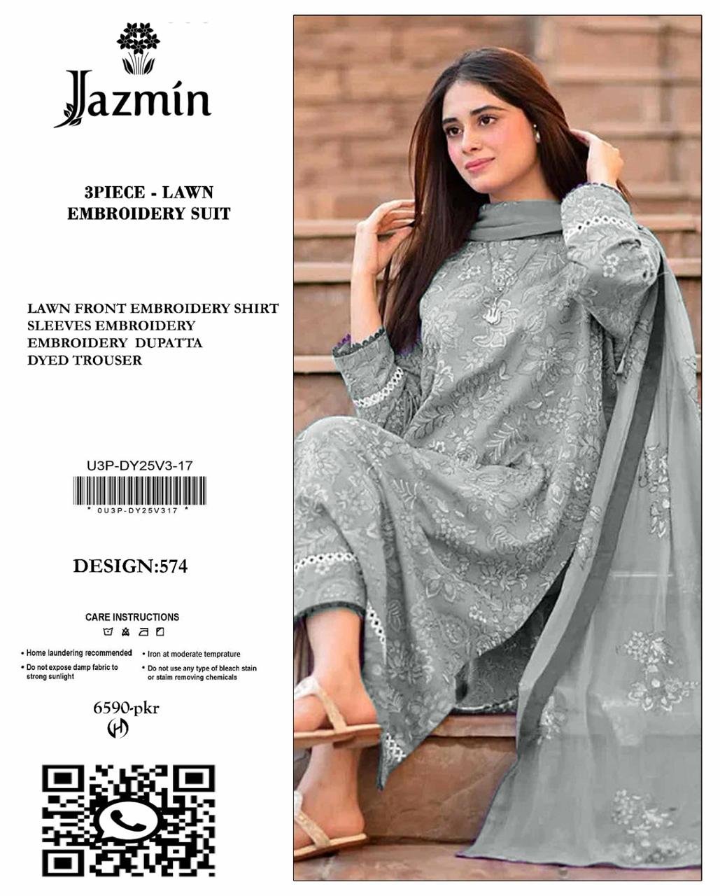 3PC Heavy Embroidery Suit (Unstitiched)