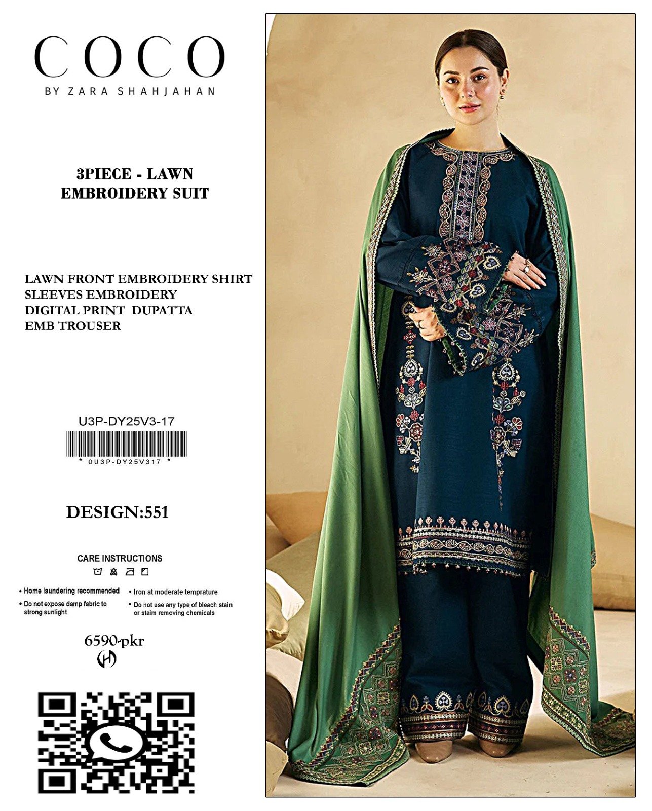 3PC Heavy Embroidery Suit (Unstitiched)