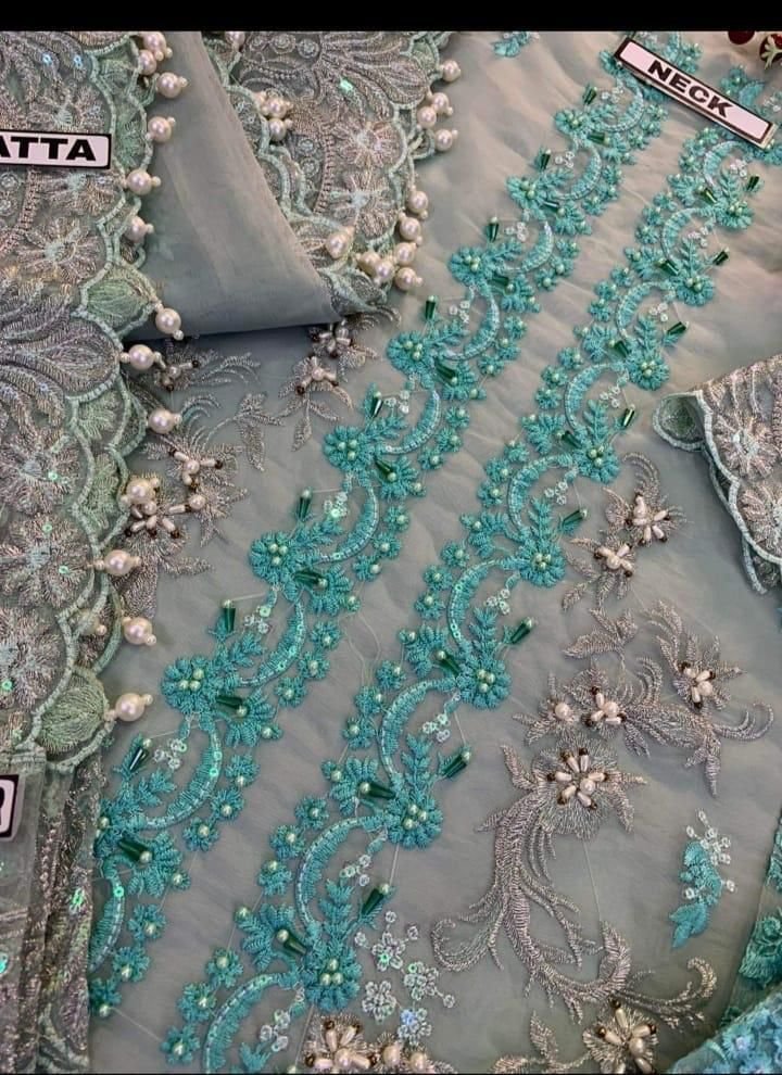 3PC Heavy Embroidery Suit (Unstitched ) - Image 5
