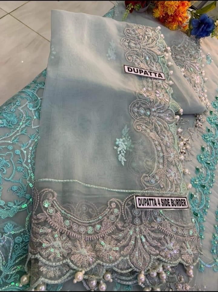 3PC Heavy Embroidery Suit (Unstitched ) - Image 8
