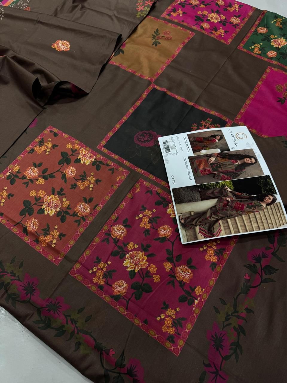 3Pc Digital Printed Suit (Unstitched) - Image 4