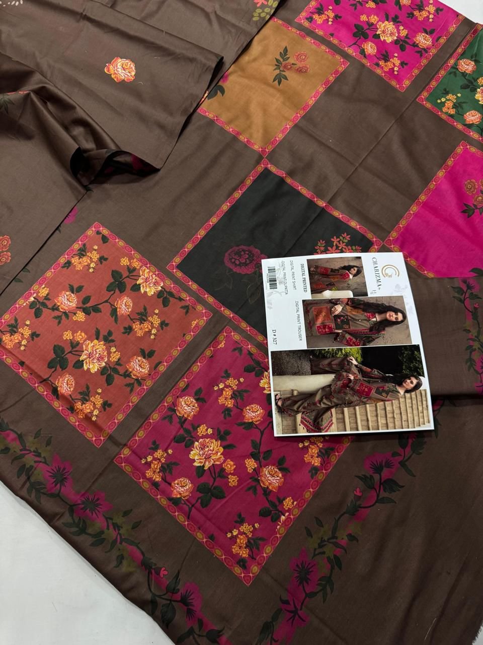 3Pc Digital Printed Suit (Unstitched) - Image 5