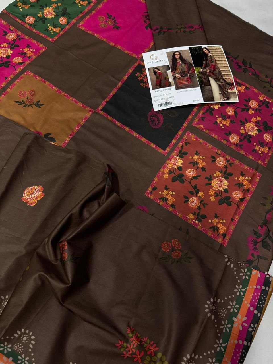 3Pc Digital Printed Suit (Unstitched) - Image 3