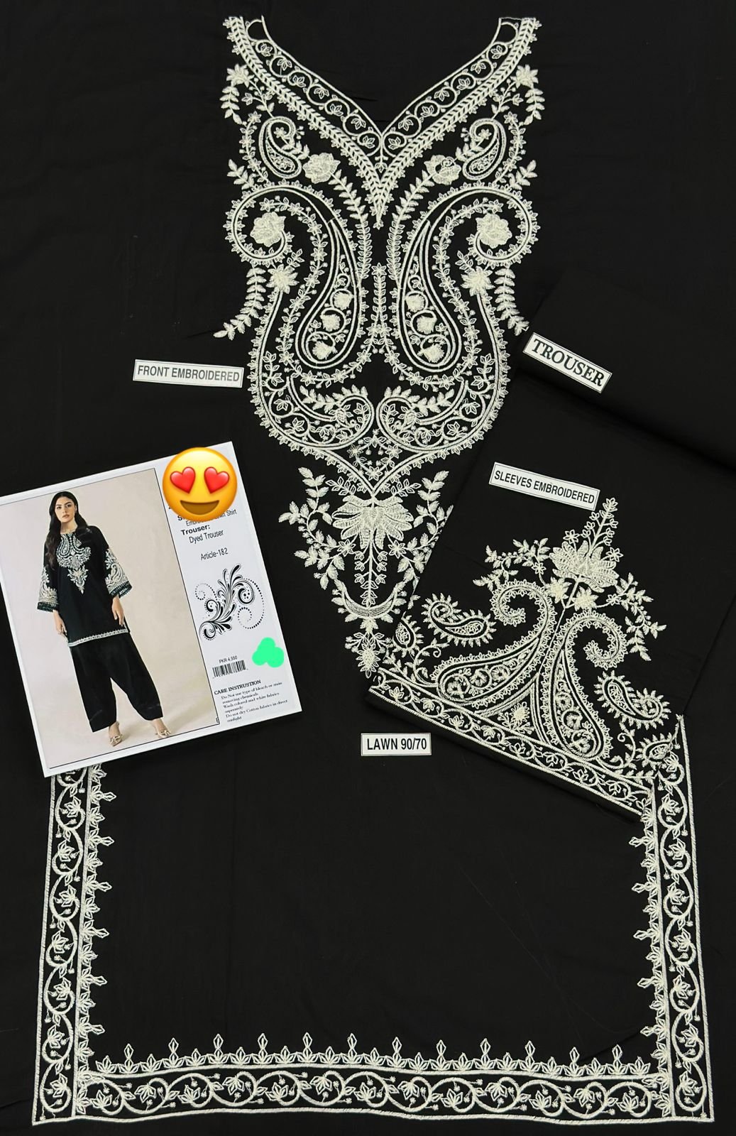 2Pc Heavy Embroidery Summer Collection ( Unstitched ) - Image 3