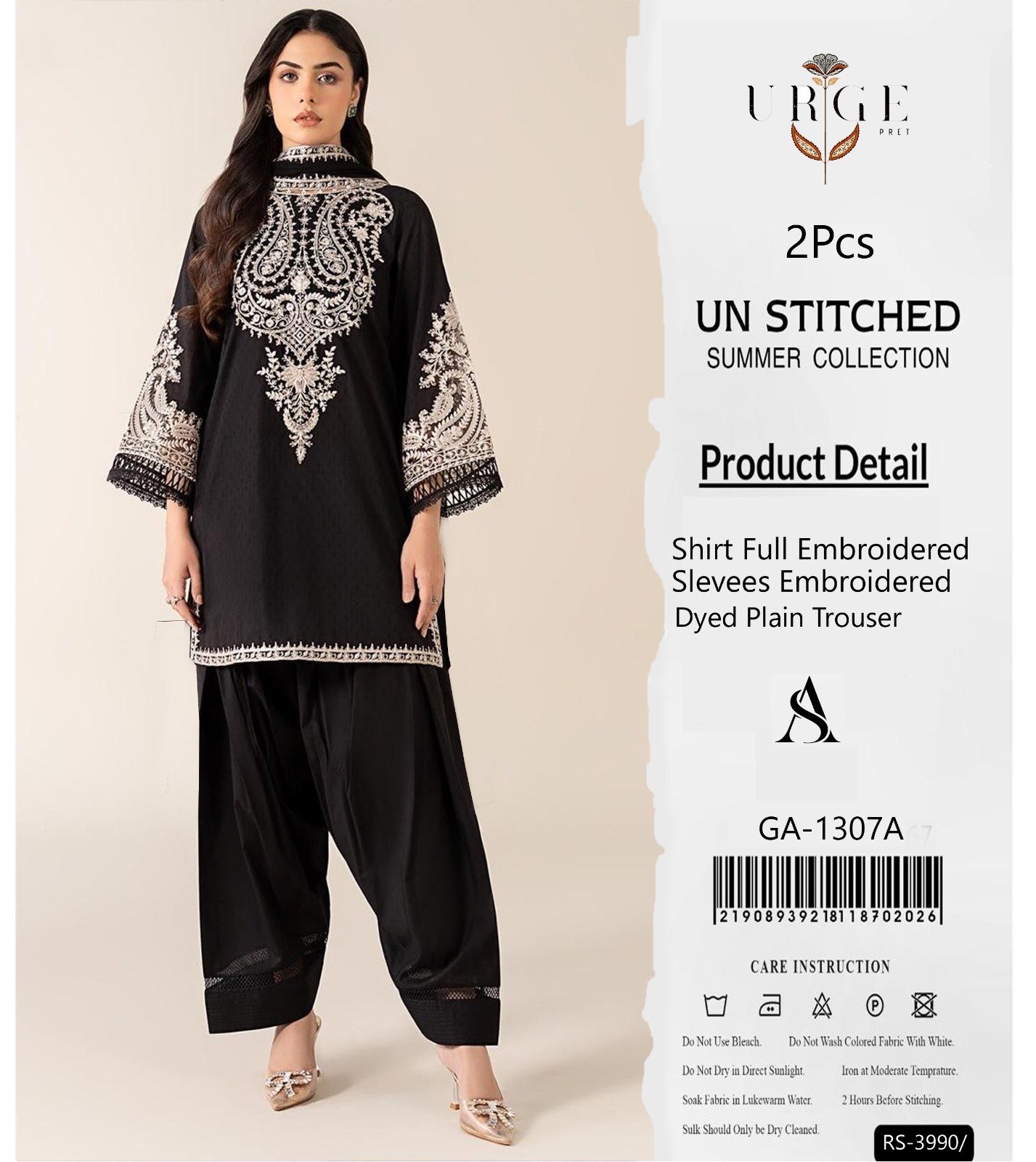 2Pc Heavy Embroidery Summer Collection ( Unstitched )