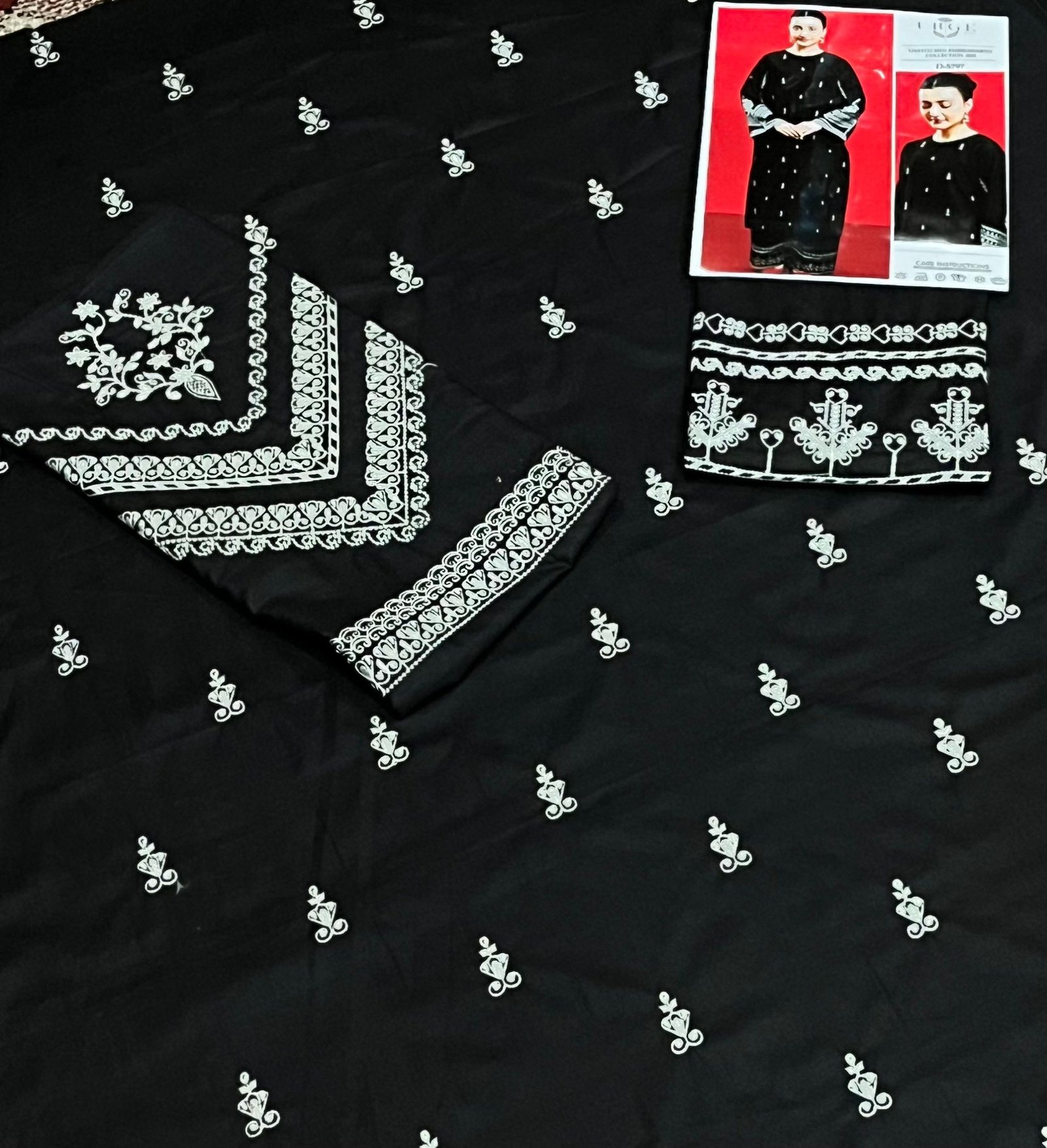 2Pc Heavy Embroidery Summer Collection ( Unstitched ) - Image 3