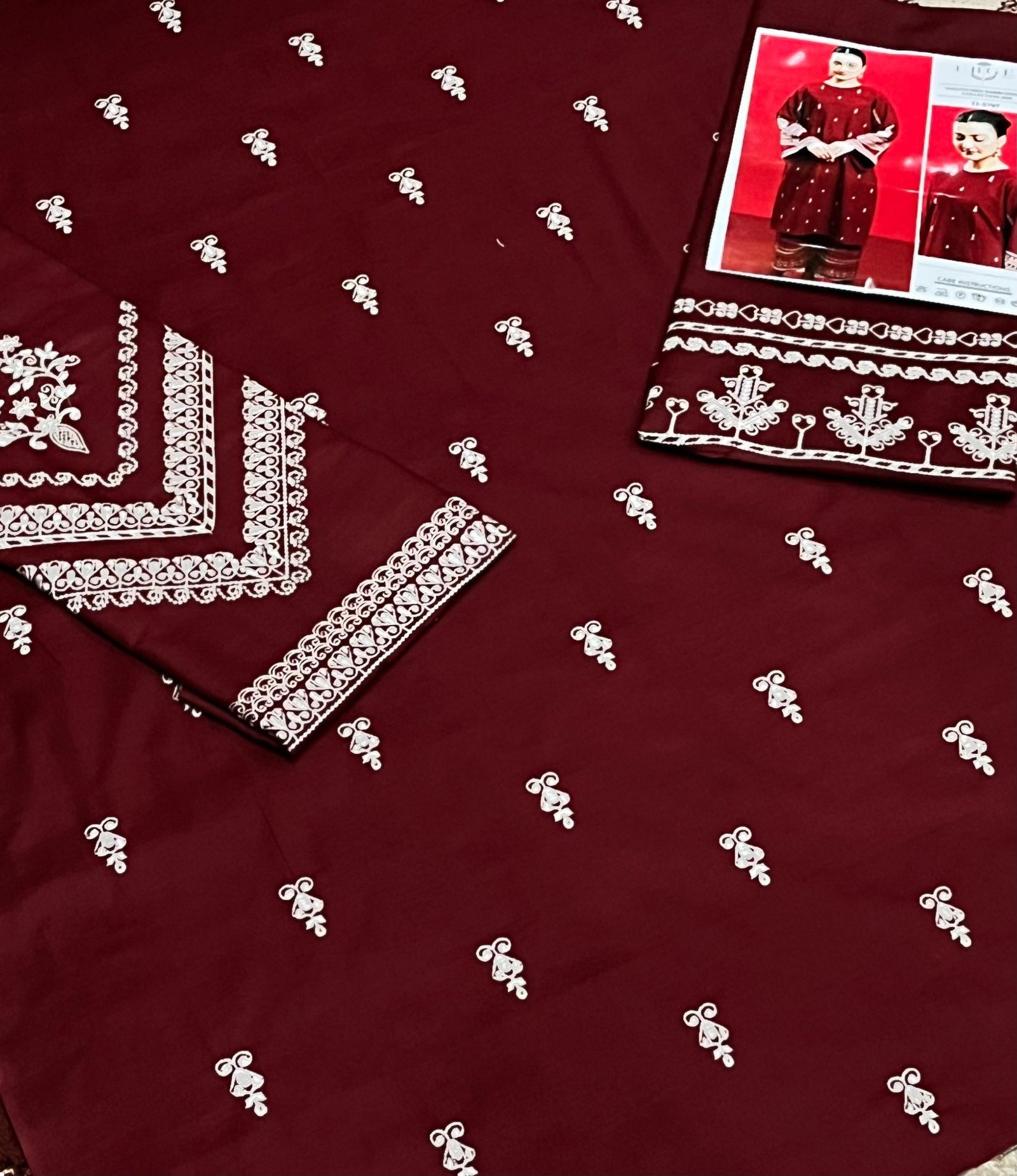 2Pc Heavy Embroidery Summer Collection ( Unstitched ) - Image 10