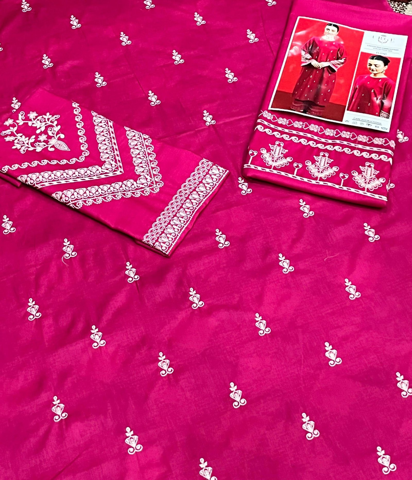 2Pc Heavy Embroidery Summer Collection ( Unstitched ) - Image 7
