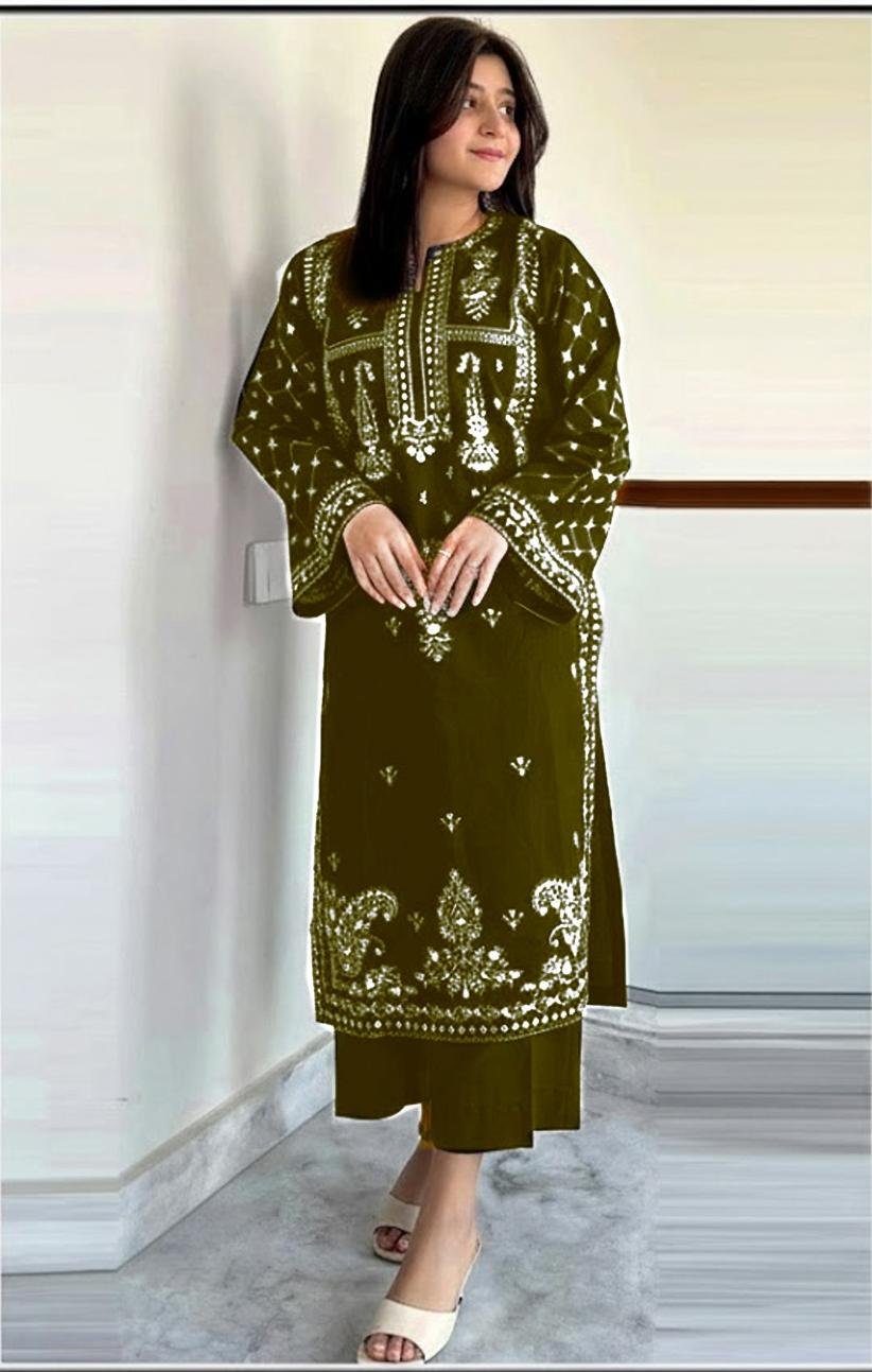 2Pc Fully Embroidered Summer Lawn (Unstitched )