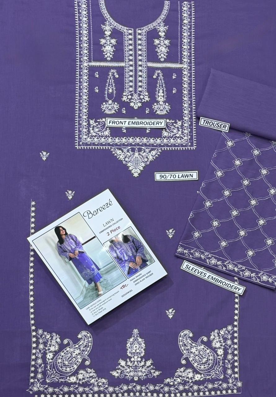 2Pc Fully Embroidered Summer Lawn (Unstitched ) - Image 9