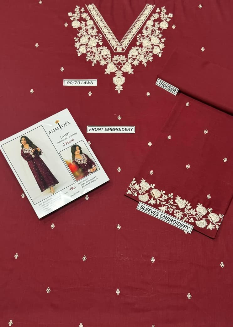 2Pc Fully Embroidered Summer Lawn (Unstitched ) - Image 5