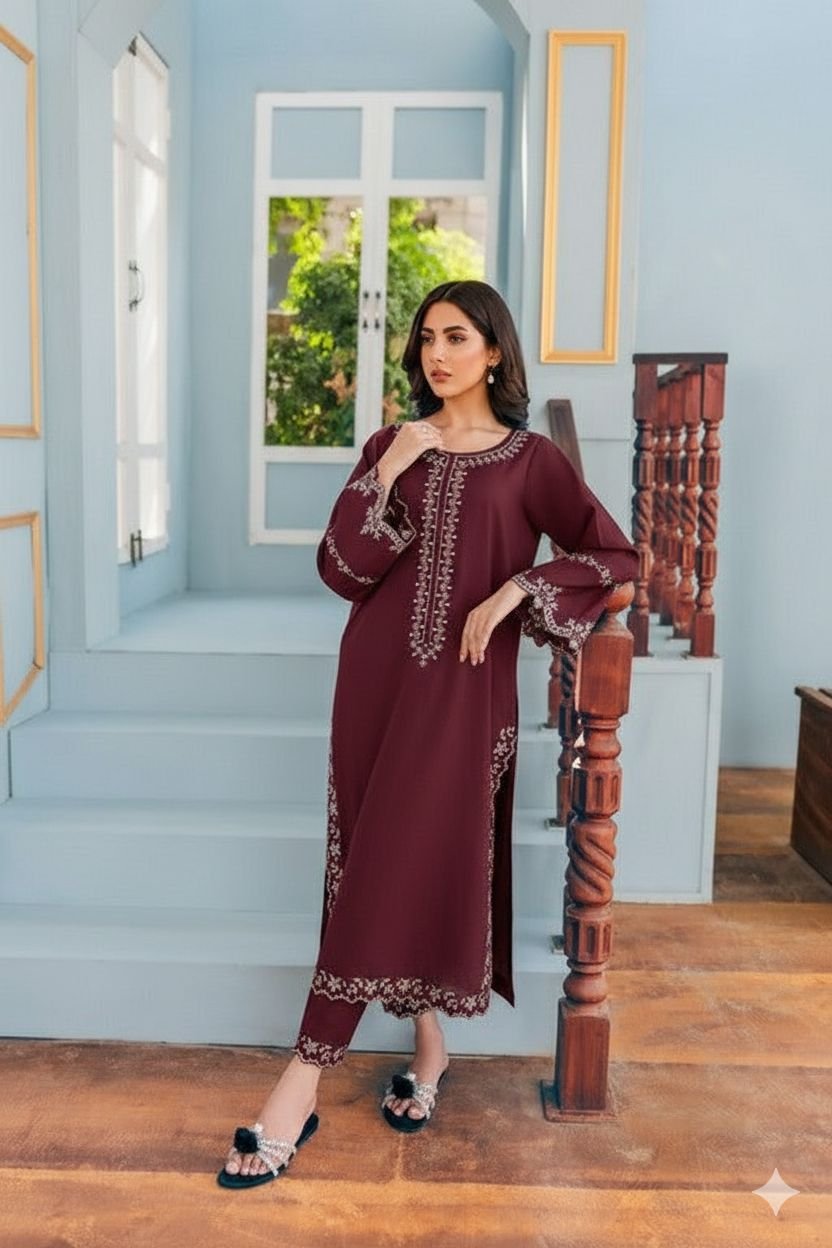 2Pc Fully Embroidered Summer Lawn (Unstitched )