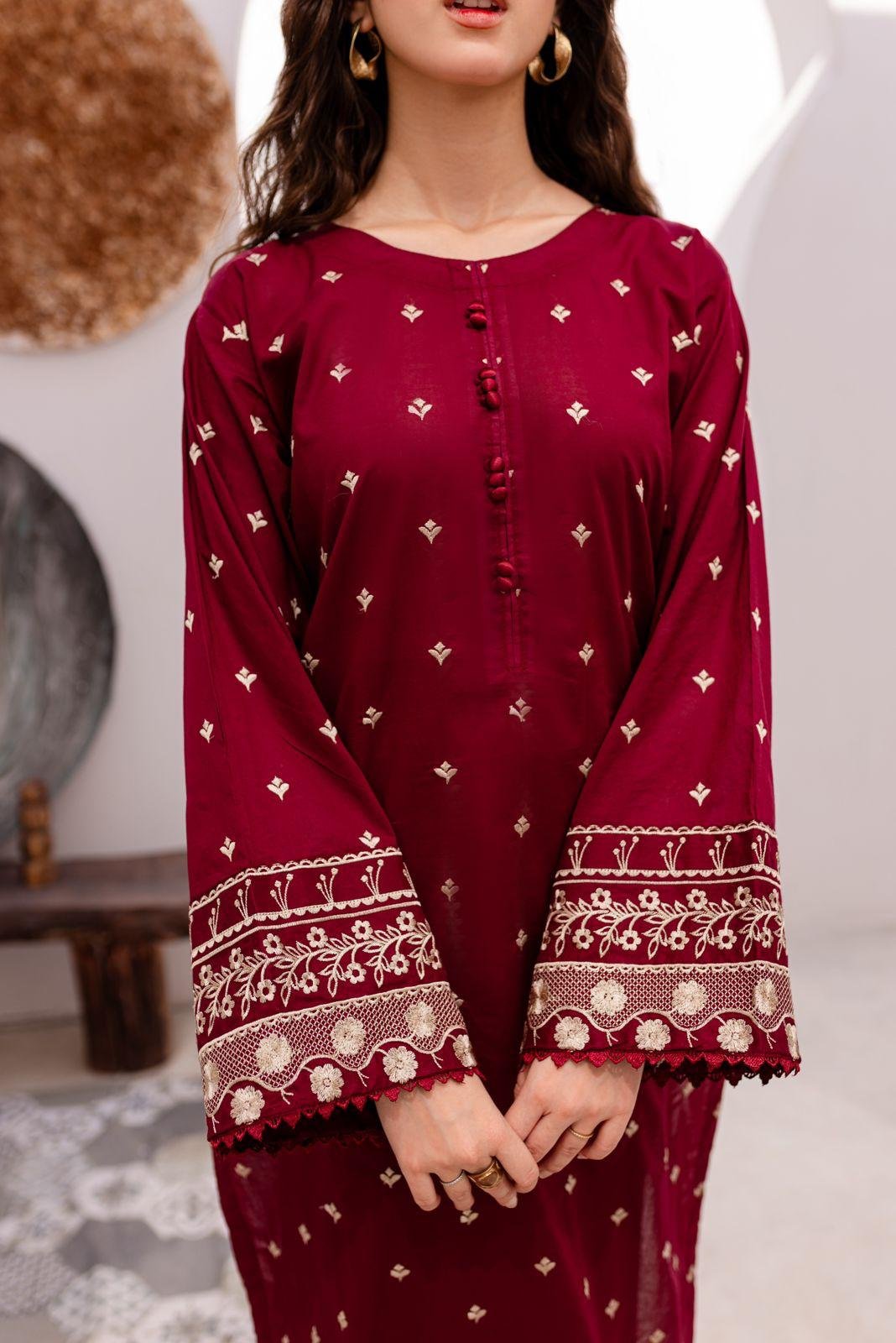 2Pc Fully Embroidered Summer Lawn (Unstitched ) - Image 2