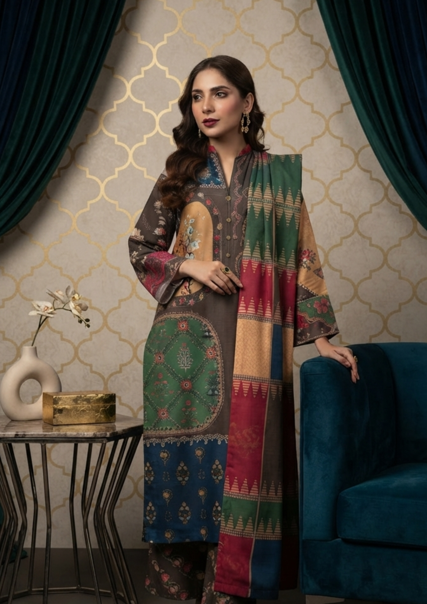 3pc Silk Unstitiched Suit