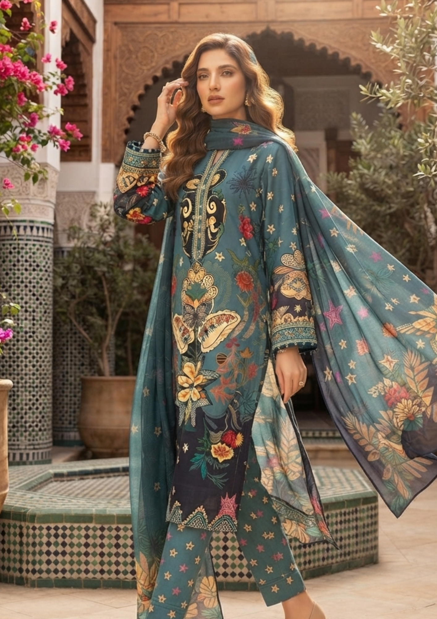 3pc Silk Unstitiched Suit